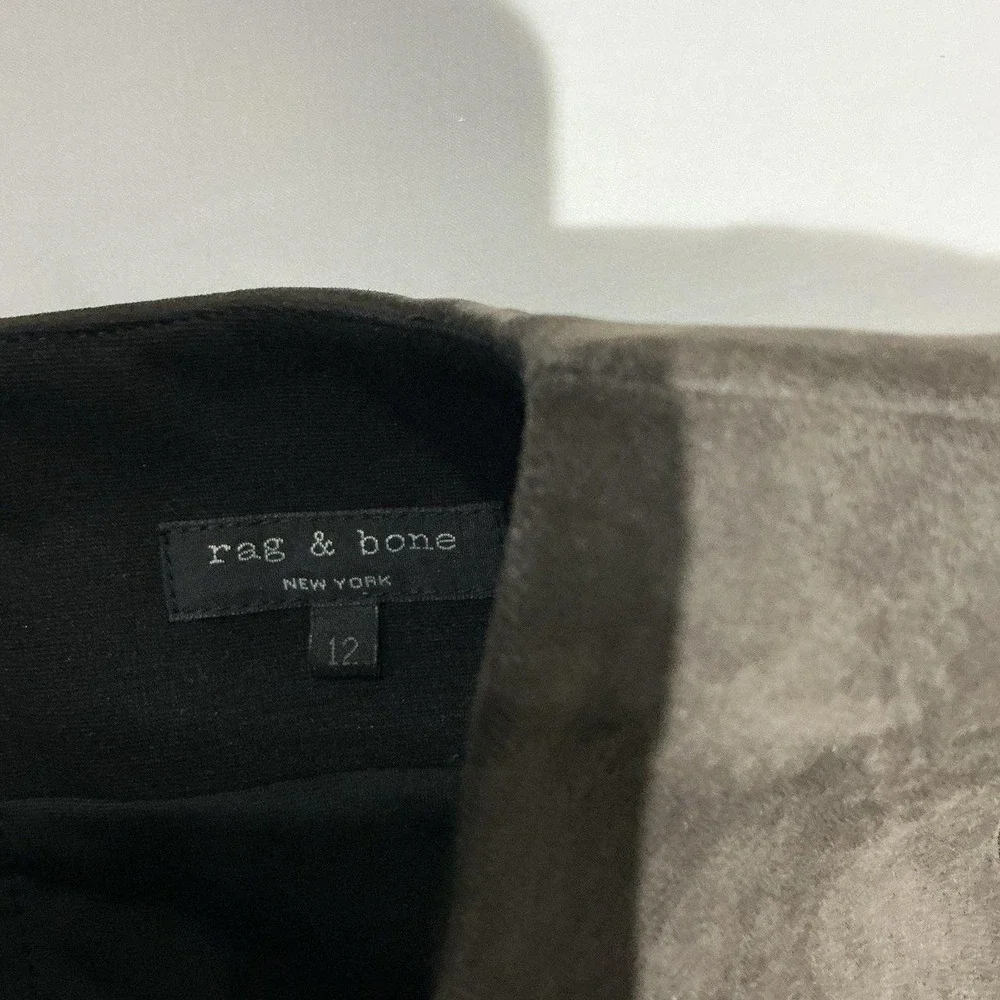 Rag & Bone Harrow Suede Designer Mini Dress Womens 12 Gray Luxury Full Zip - Picture 3 of 6